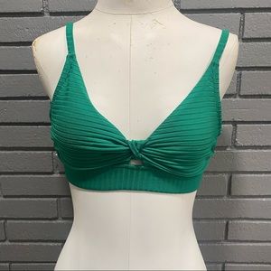 Women's Knot-Front Ribbed Triangle Bikini Top